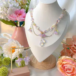 Lily Valley Necklace Fairy Flower Jewelry Earrings Set Cottagecore unique gift