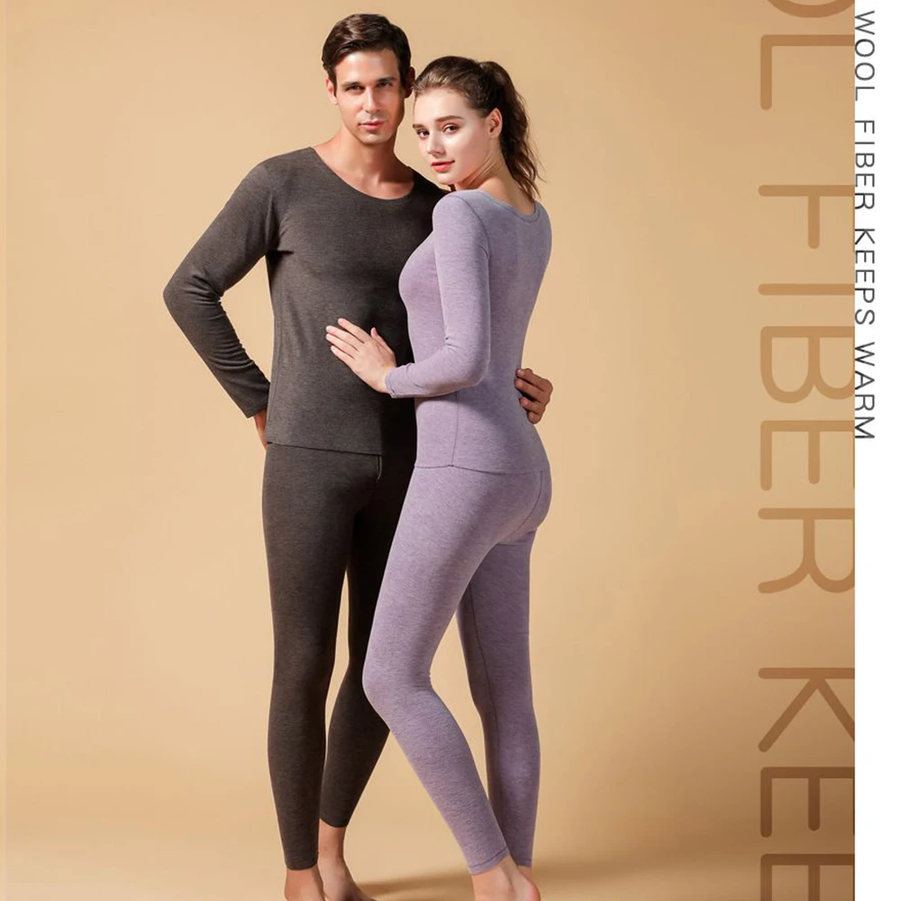 Women Thermal Underwear Winter Thermo Clothing Bottoming Top Wool And Velvet AB Surface Seamless Thick Warm Lingerie 2 piece set