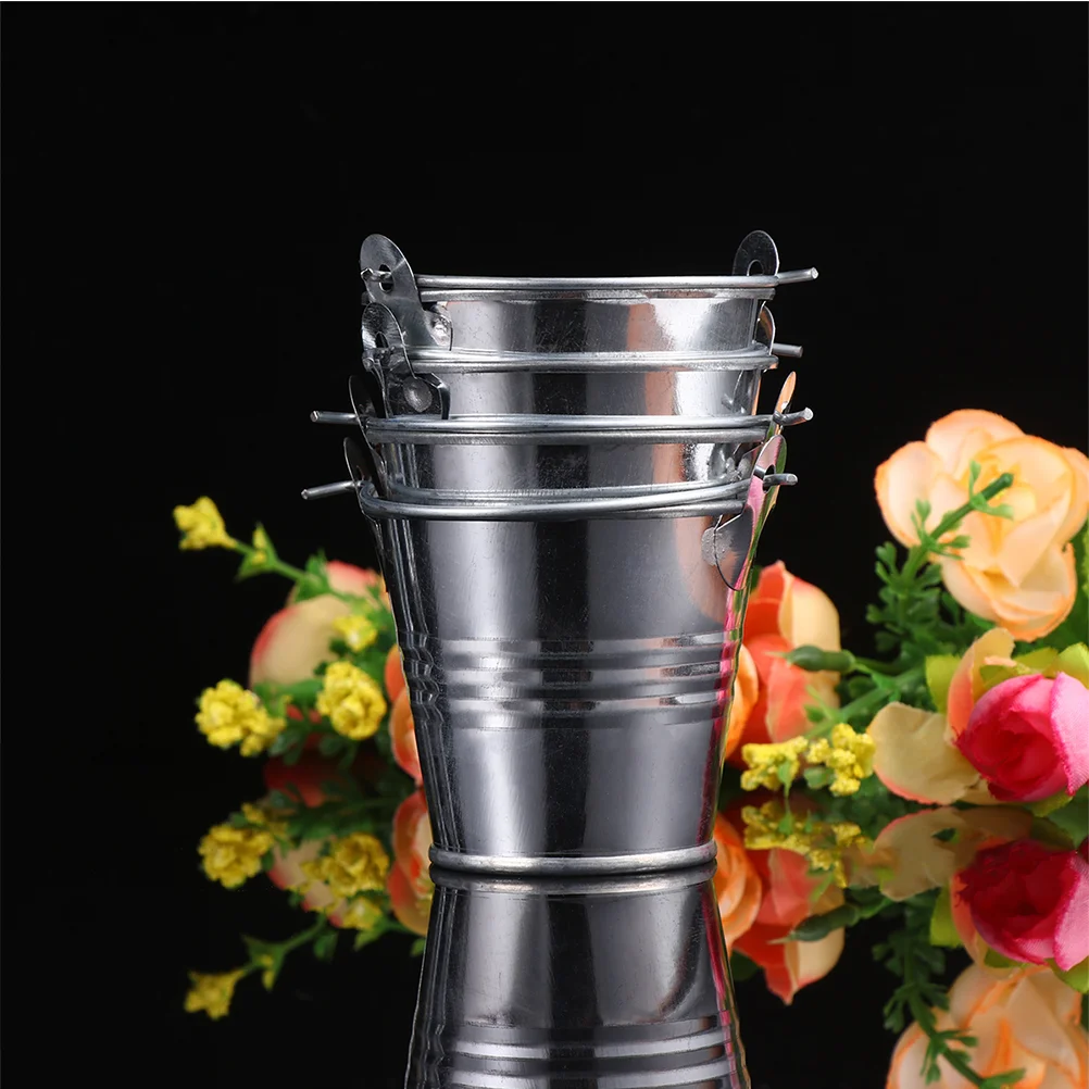 Galvanized Flower Bucket Mini Metal Barrel Child Florist Buckets Succulent Planters