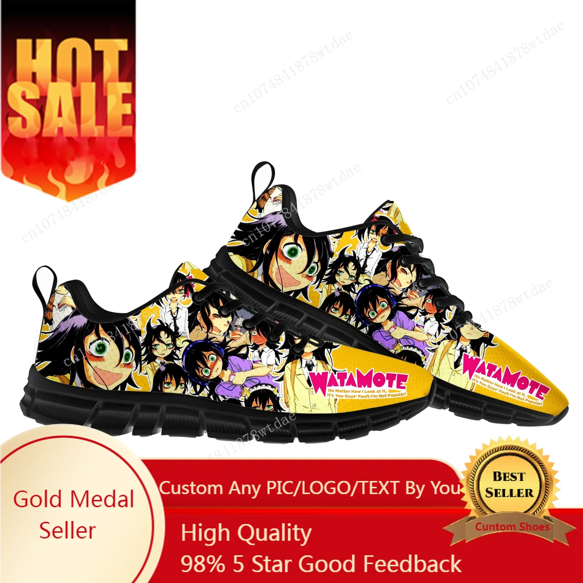 Watamote Kuroki Tomoko Sports Shoes Mens Womens Teenager Kids Children Sneakers High Quality Manga Cartoon Sneaker Custom Shoe