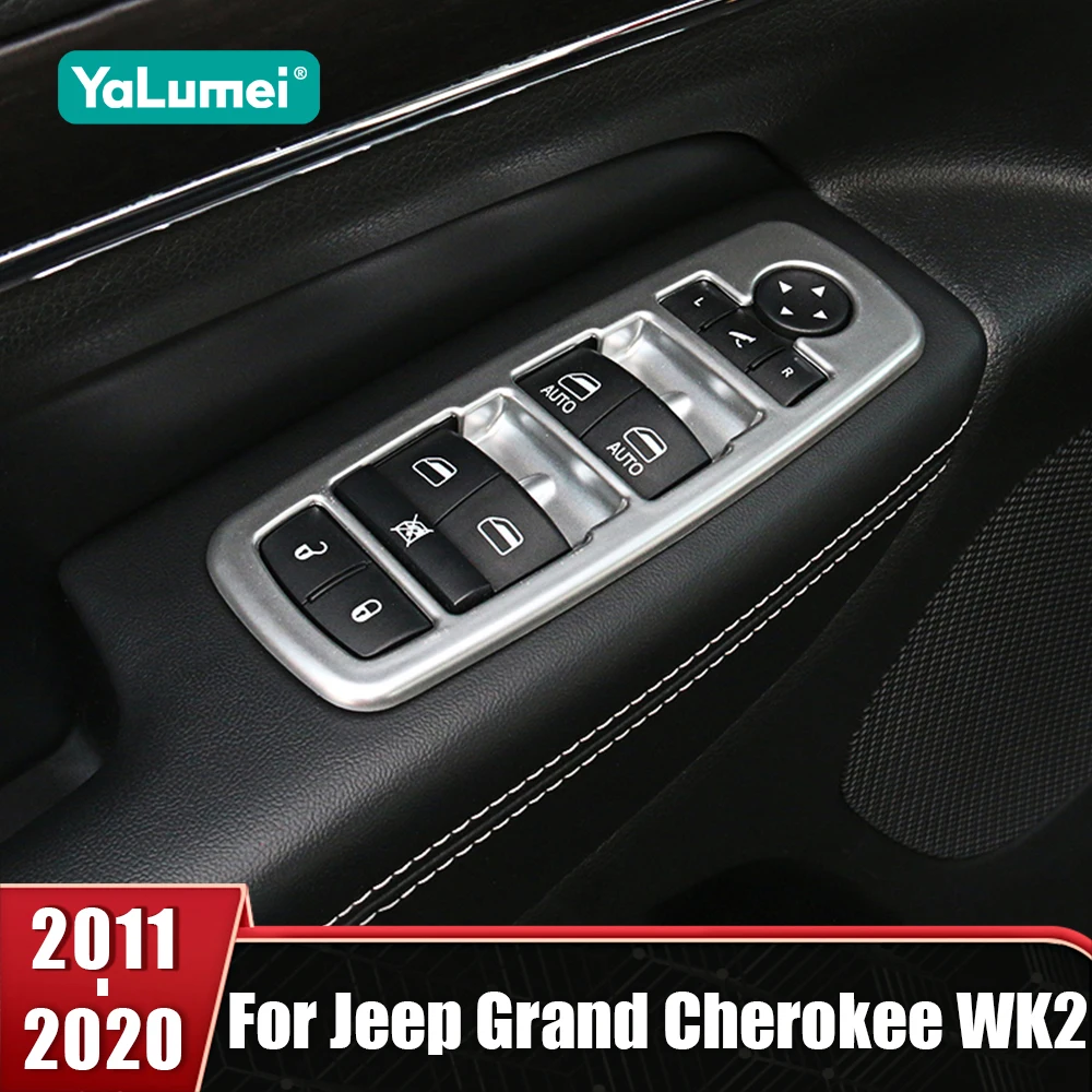 

For Jeep Grand Cherokee WK2 2011-2020 Carbon Car Door Armrest Window Glass Lift Switch Button Panel Frame Cover Trim Stickers