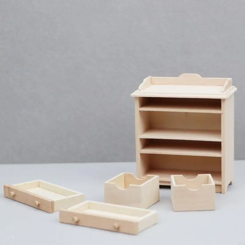 Unpainted Wooden Miniature Bookshelf For Dollhouses Diy Crafting And Home Decors L8RB