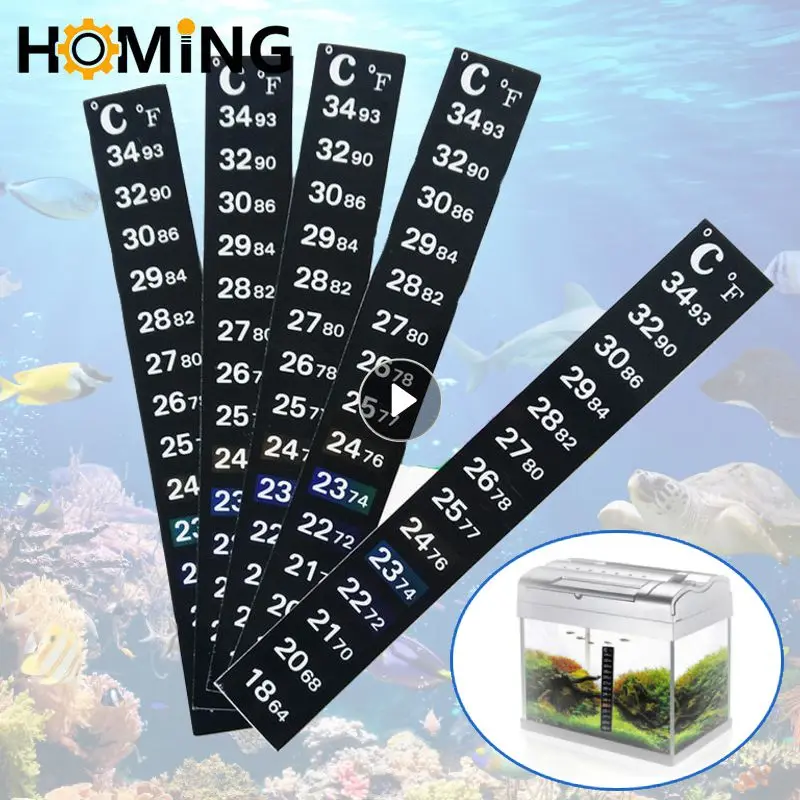 Waterproof Tank Aquarium Thermometer LCD Fish Tank Temperature Measurement Strip Digital Display Aquarium Rubber Temperatur