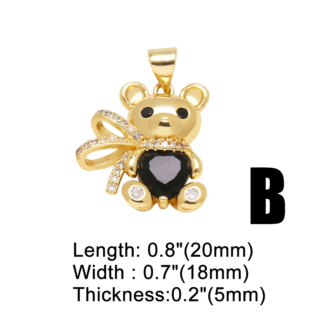 OCESRIO blanc noir cristal mignon écharpe ours pendentif pour collier cuivre plaqué or chiot fabrication de bijoux fournitures pdtb149