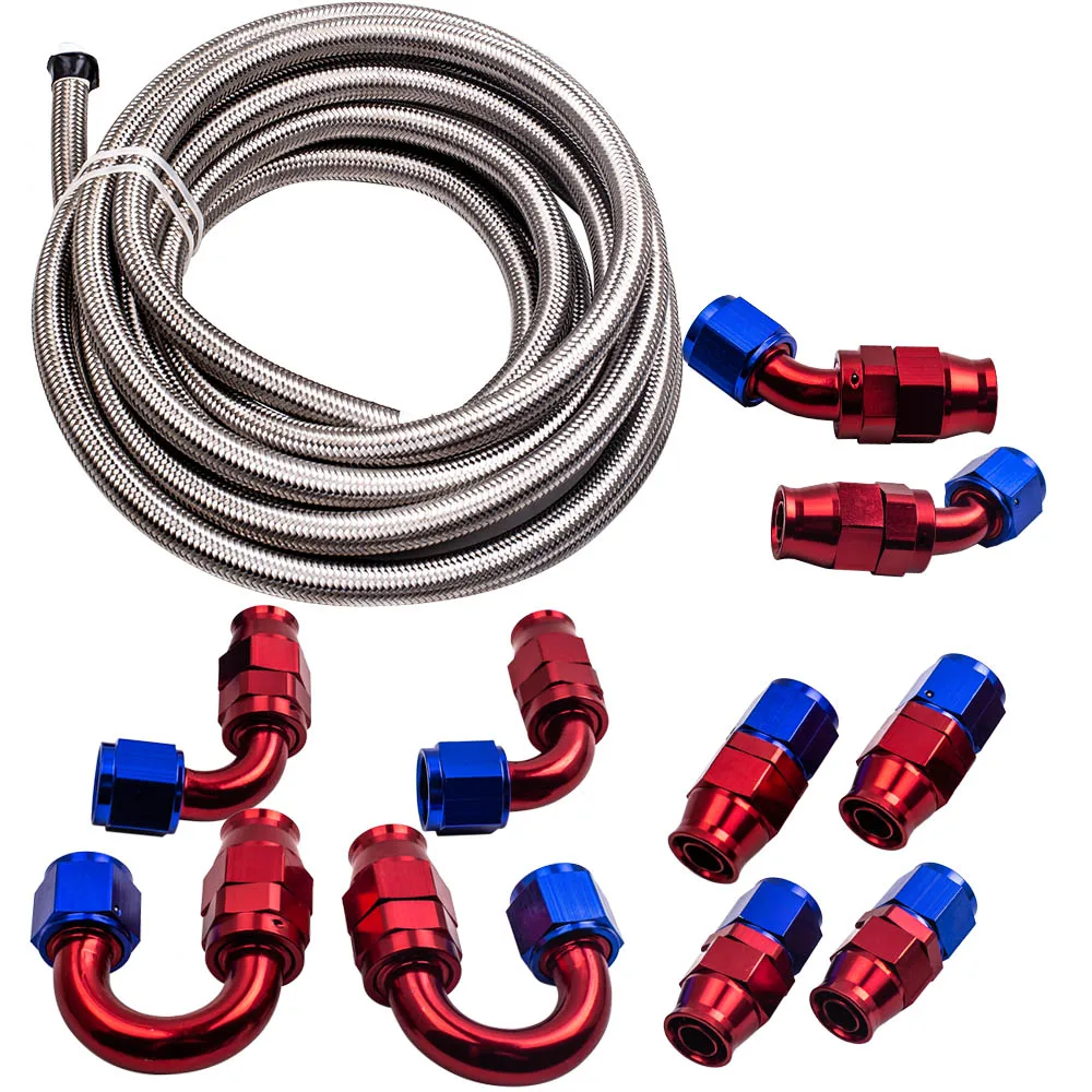 AN-10 Edelstahl PTFE Kraftstoffleitung 6M 20FT AN10 Drehgelenk + 10 Anschlüsse – Detail 2
