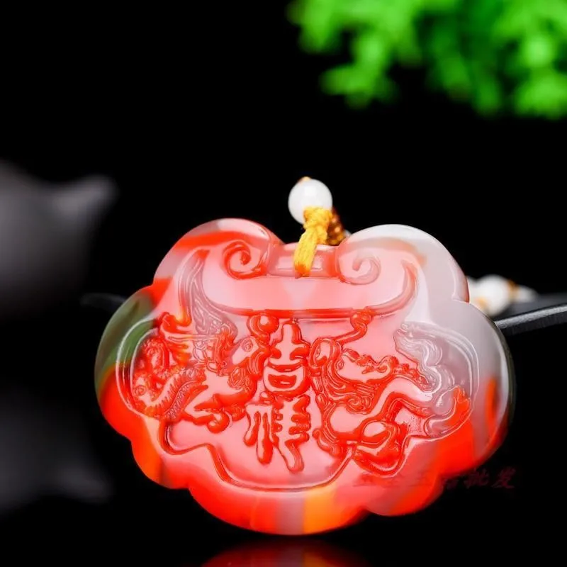 

Natural New Chicken Blood Jade Auspicious Lock Men's and Women's Pendant