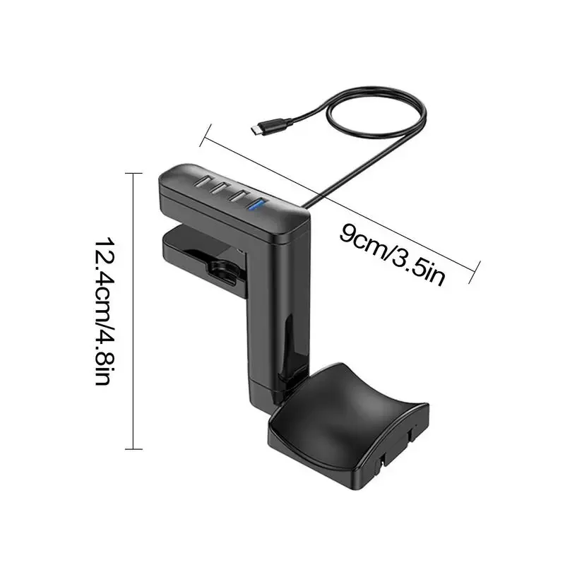 Staffa per cuffie Supporto per espositore per cuffie da gioco per PC con montaggio girevole con porte USB Hub sotto il gancio per gancio per auricolari da scrivania