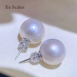 Super Natural Fresh Water Pearl Pure Earrings Round Edison Harbor Style Classic Large White S925 Sterling Silver Female Jewelry