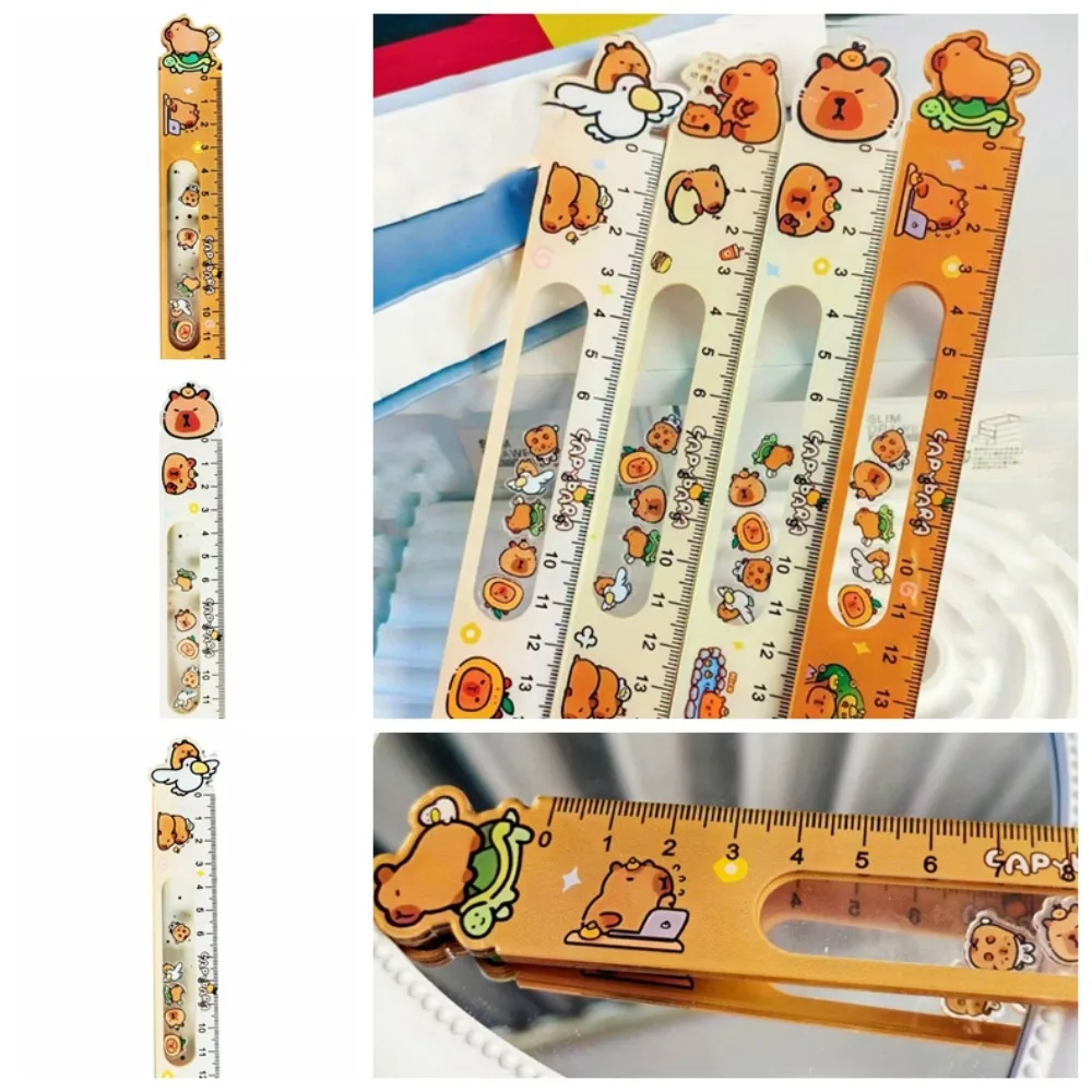 Capybara Boring Shaking Toy Ruler Swinging Toy Cartoon Student Straight Ruler Funny Kawaii Math Drawing Ruler Fidgets Toy