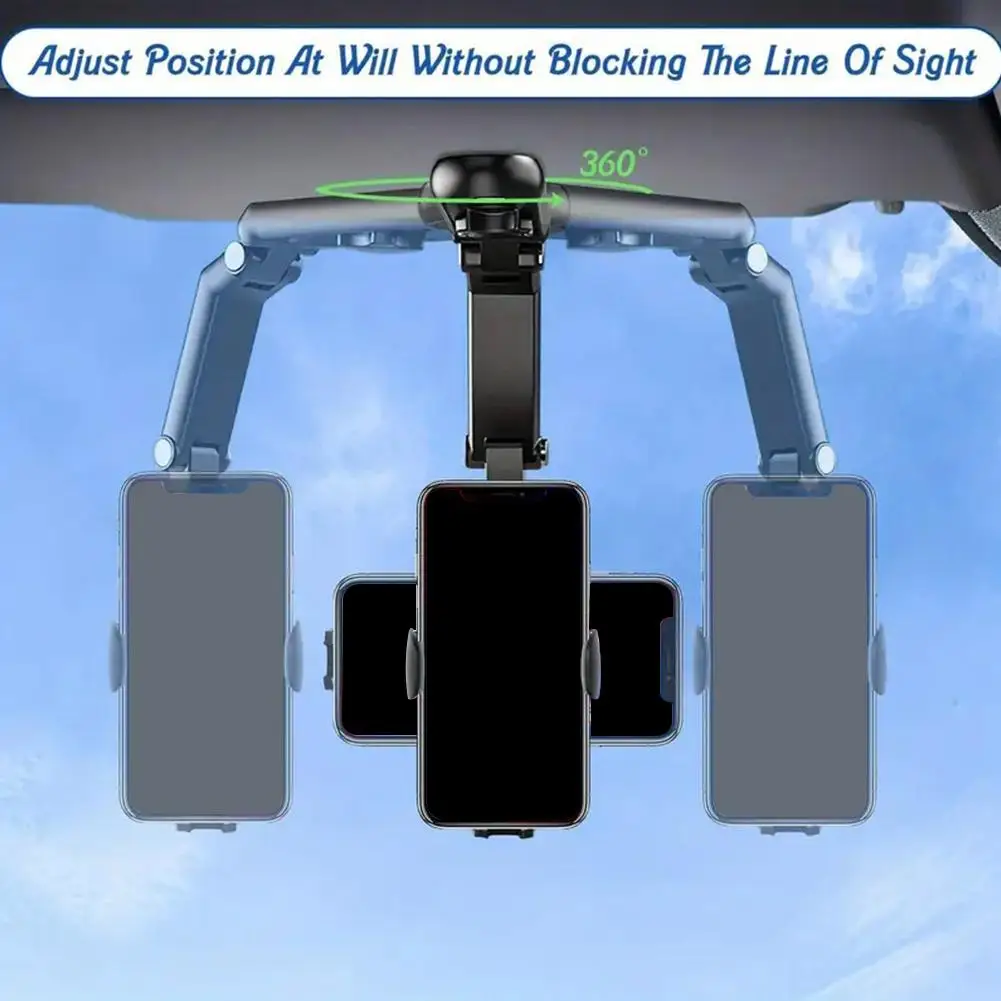 360 Rotating Car Phone Holder Sun Visor Clip Mount Foldable Mobile Phone Stand GPS Support For iPhone 17 16 