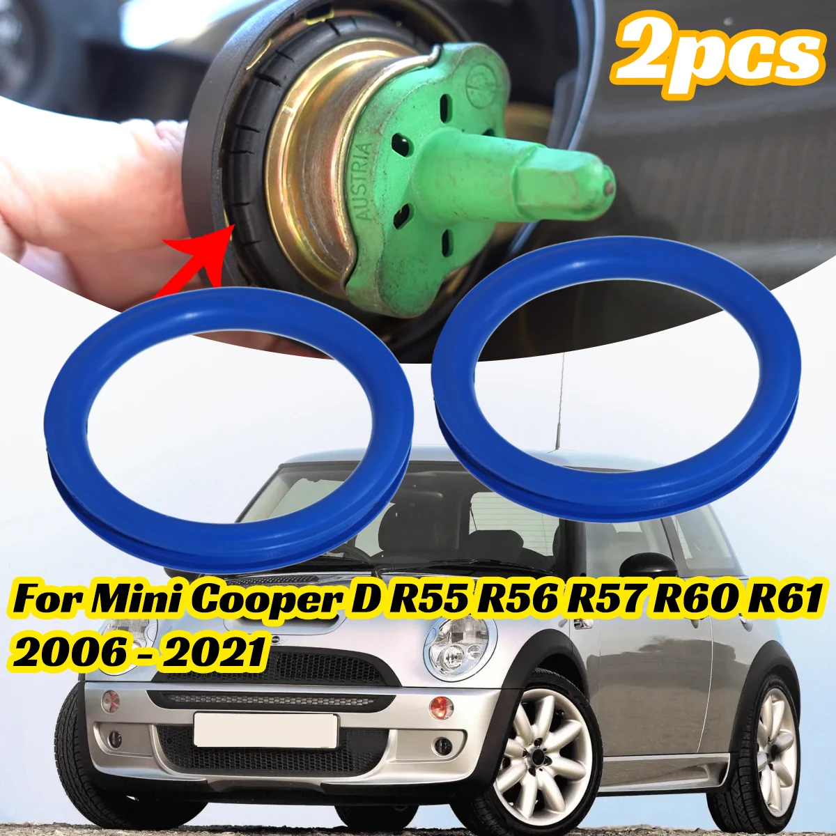 2pcs Gas Cap Fuel Seal for Mini Cooper D R55 R56 R57 R60 R61 2006-2021 Tank Neck Rubber Gasket Washer V Shape O-Ring Accessories