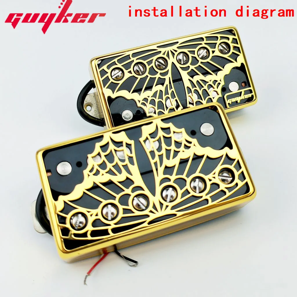 Guyker Humbucker Pickup Cover Cupronickel 50mm and 52mm Pole Spacing Butterfly Hollow Out Pickups Frame Set  For LP Guitar PC008