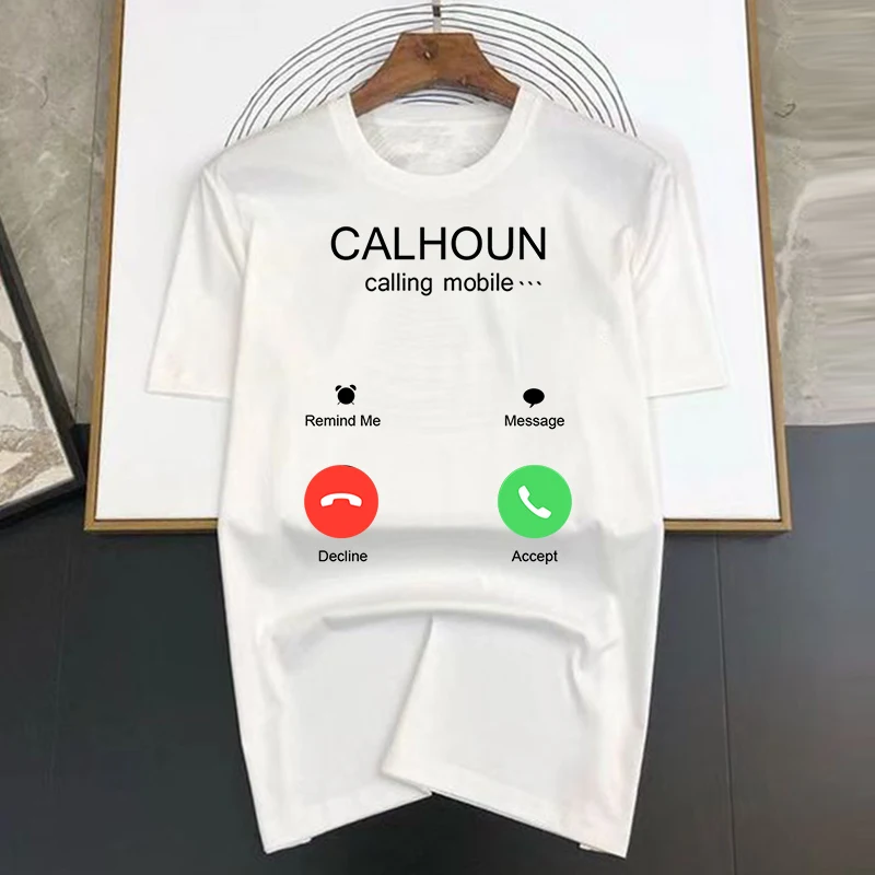 2023 Summer Fashion 100%cotton Men/Women T-shirts Calhoun Calling Mobile Printed Short Sleeve T Shirt clothes Top Tees