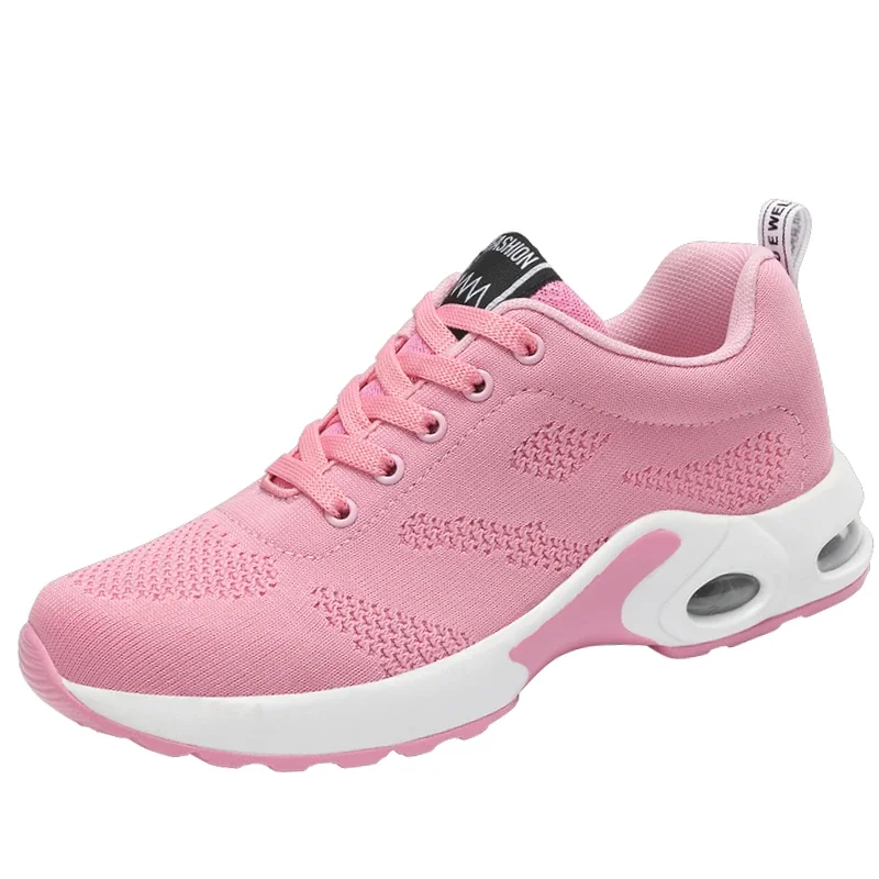 Moda kadınlar hafif Sneakers en açık koşu ayakkabıları bayanlar eğitmenler Casual Mesh Sneakers pembe Tenis kadınlar düz ayakkabı