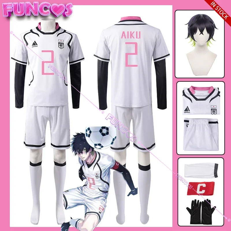 Anime Blue Lock Oliver Aiku Cosplay Costume Wig Team Neo Egoist League No.2 Italy Ubers Football Jersey Uniform Black Green Hair