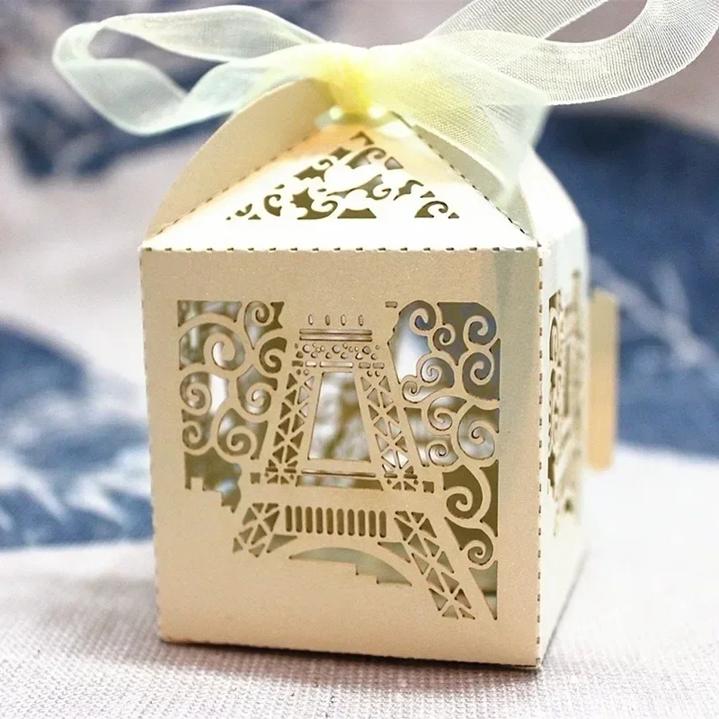 50pcs Laser Cut Eiffel Tower Wedding Party Favor Gift Boxes Candy Boxes