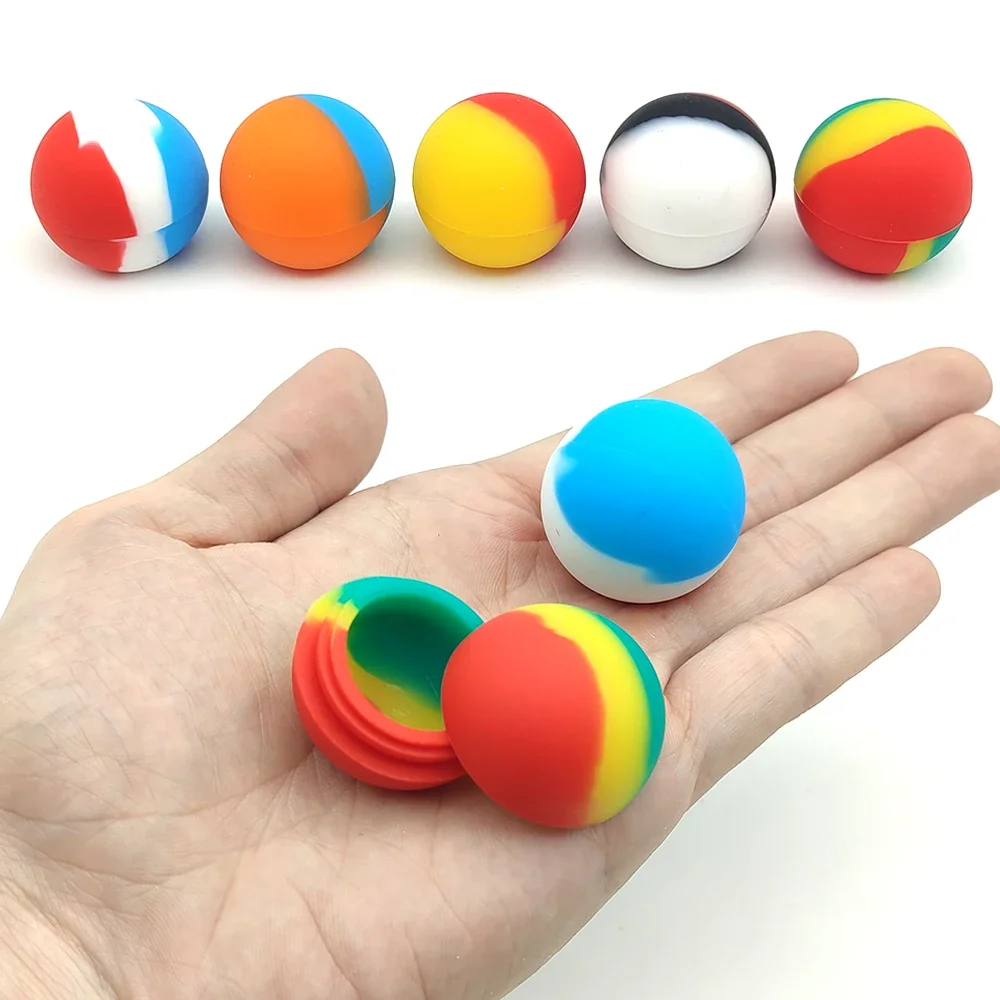 50Pcs Ball Shape Silicone Jar 6ml Nonstick Container Bottle Makeup Case Cosmetic Cream Jars Oil Storage Box Home Accessories