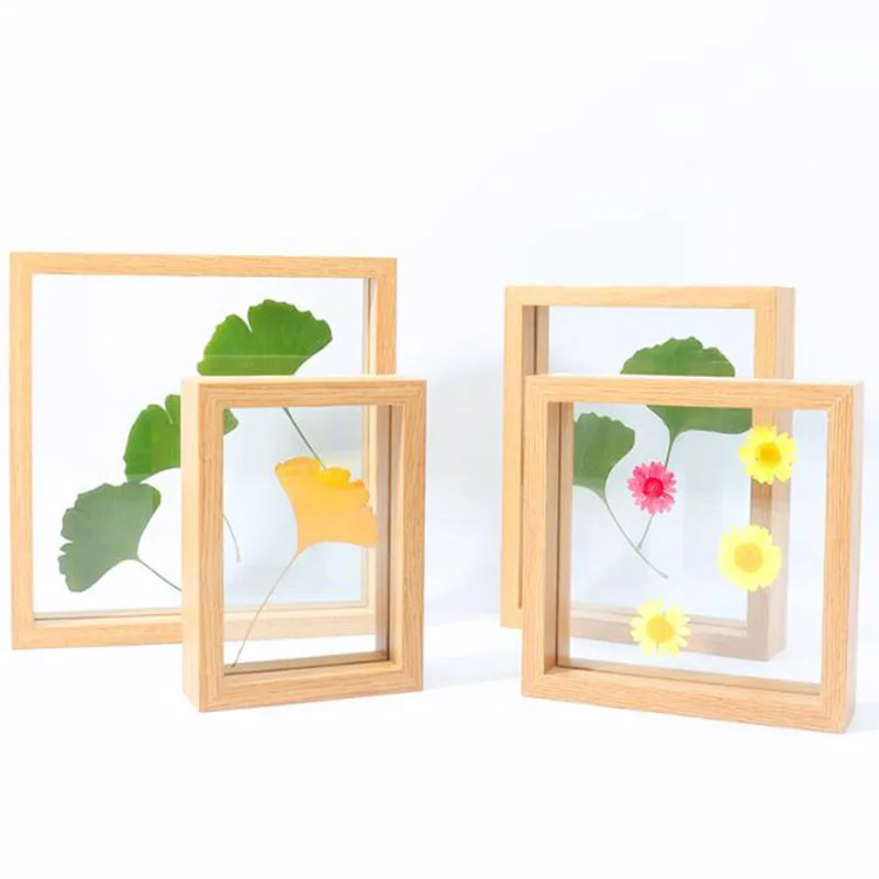 DIY Glass  Frame Creative Two-sided Flower Plant Specimen Frame Paper-cut Photo Frame Desktop Home Decor