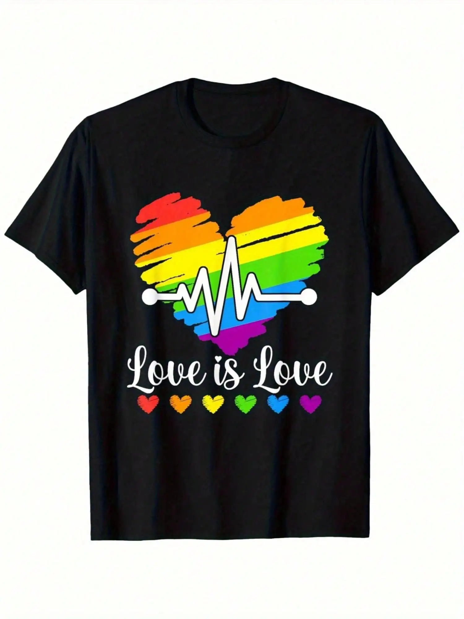 

ЛГБТ-гей-прайд Heartbeat Лесбийские геи Love Сексуальная Радуга Короткая рубашка Повседневная одежда/ Праздничная одежда/