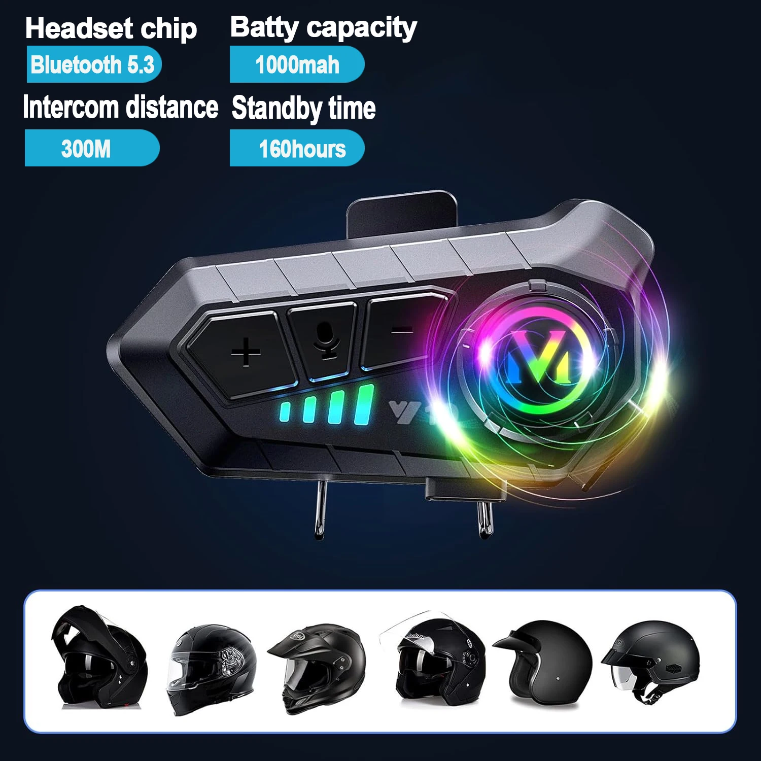 

Y10 2X Bluetooth 5.3 Motorcycle Helmet Intercom Headset 300m Intercomunicador Speaker Wireless Handsfree Waterproof Interphone