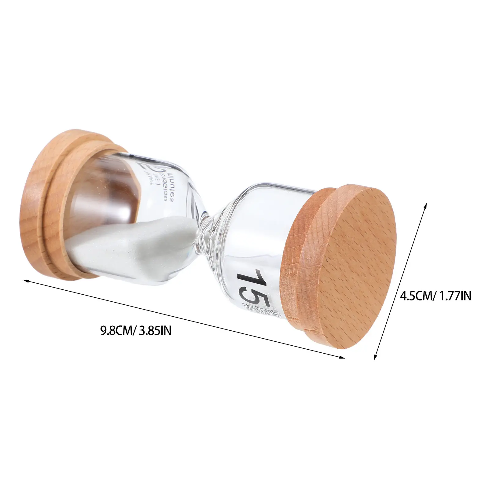 15 Minute - Solid Wood Frame Countdown Desktop Timer For Kitchen Cooking Classroom Office Meeting Reading Home Decor White Sand