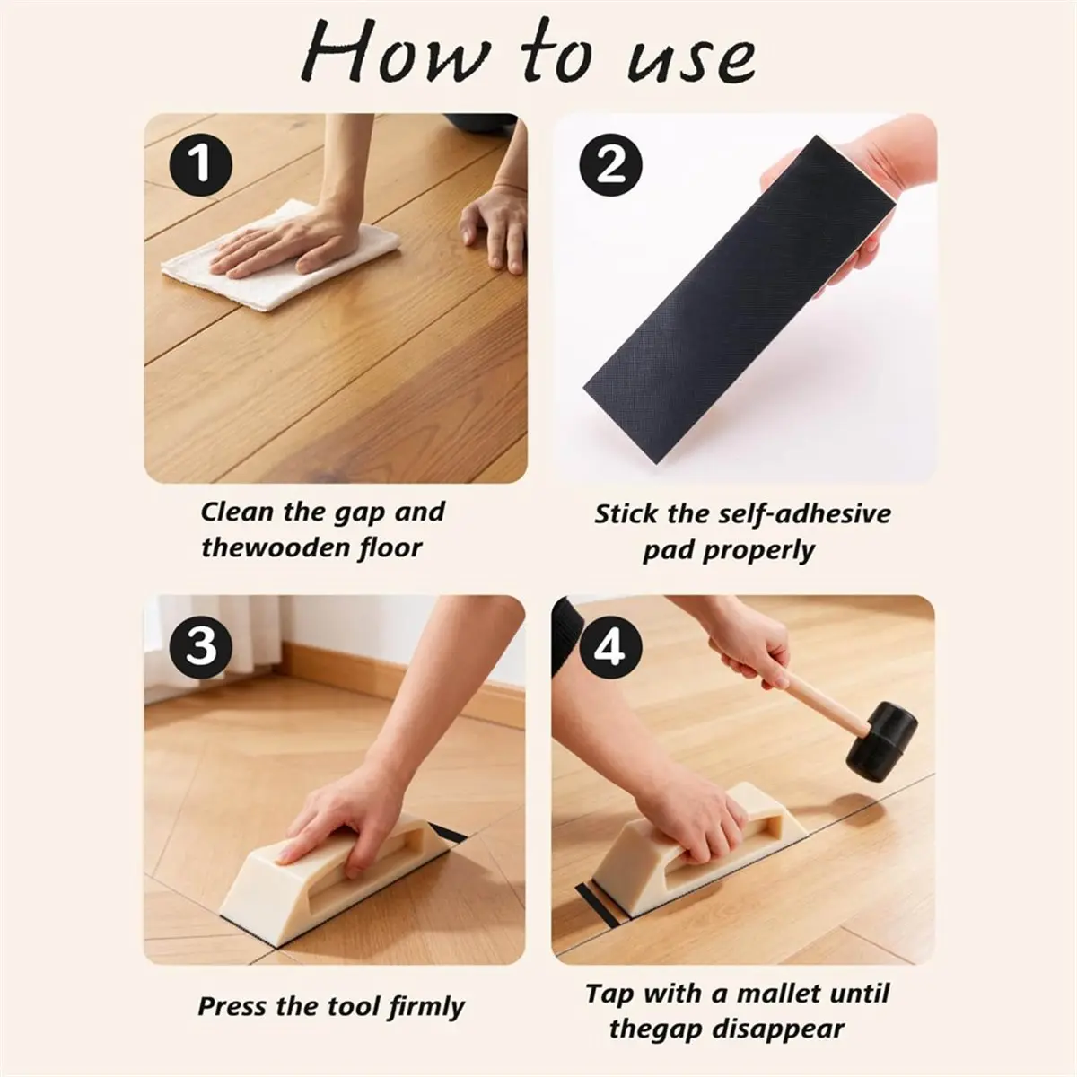 Floor Fixer Tool Kit with Rubber Mallet & Nylon Tapping Block for , Vinyl, Laminate, Wood and Hardwood Floors