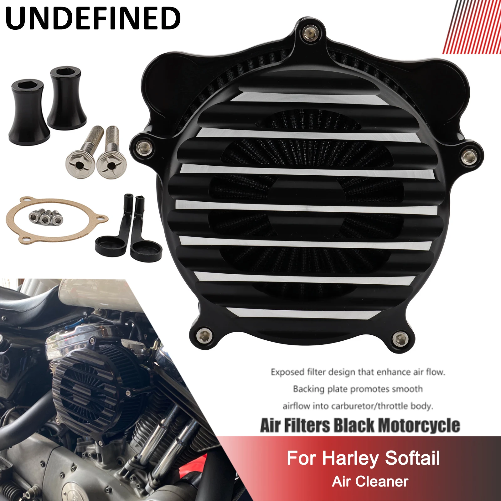 For Harley Touring Trike 2008-2016 Softail Dyna FXDLS 2017 Air Cleaner Intake Filter Air Filters Black Motorcycle Fence Cover