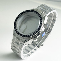 40mm stainless steel silver case Stainless steel strap replacement fitting for VK63/VK64 timing quartz movement