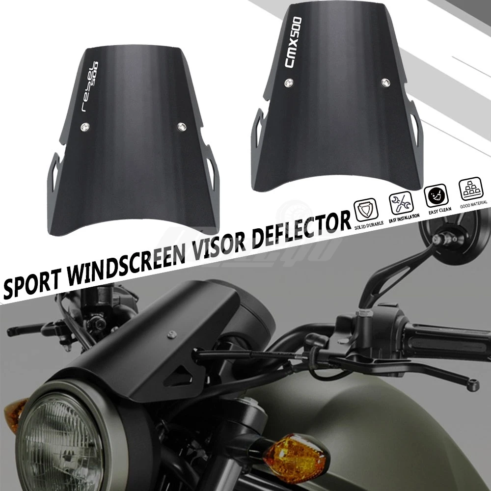 Motorcycle Windshield For Honda Rebel 500 CMX500 CMX 500 2017 2018 2019 2020 2021 2022 2023 2024 Wind Deflector Windscreen Visor