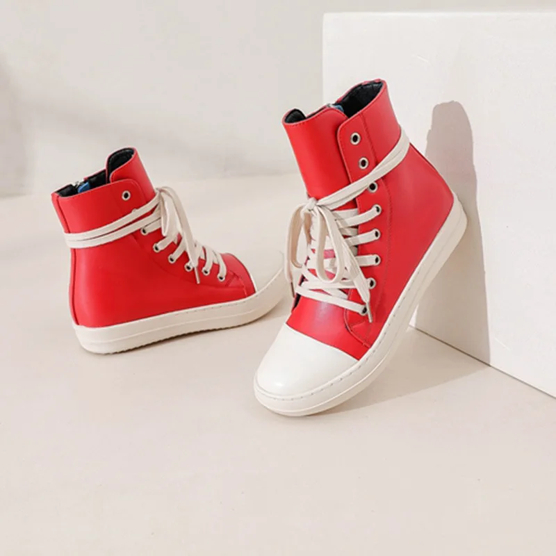 

2025 Spring and Autumn New European and American Couple High Top Shoes with Side Zipper Women's Shoes