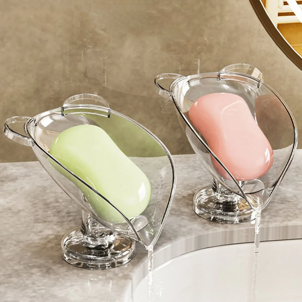 

2Pcs Soap Holder Drainage Suction Cup Bathroom Self Draining Tray Shower Bar Soap Dish Anti Slip Stand Space Saving Box