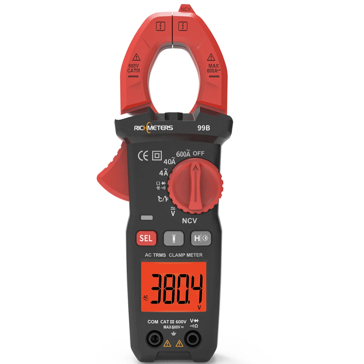 RICHMETERS RM99B Digital Clamp Meter 4000 Counts Auto Range Flash Light Back Light Ampere Current