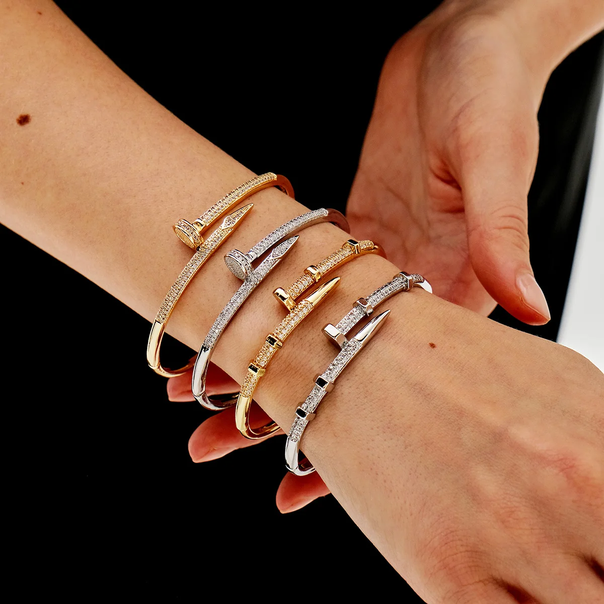 2 шт./компл. модный медный браслет с цирконием для ногтей