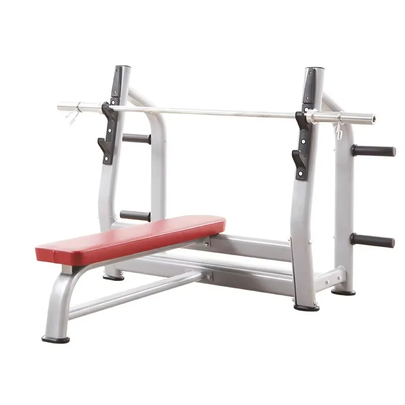 Máquina de prensa de banco plano comercial, uso en gimnasio multifunción, estante eléctrico con barra de acero
