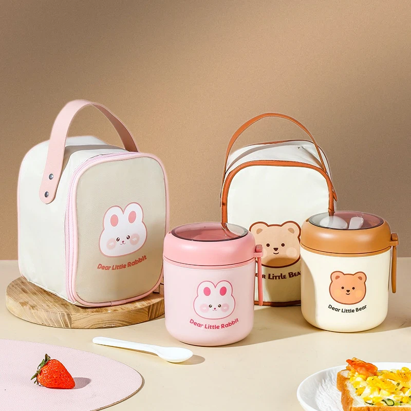 530ml Portable Lunch Box Multifunction Oatmeal Cup Food Thermal Jar Cereal Nut Yogurt Mug Snack Cup with Lid Spoon Soup Cup