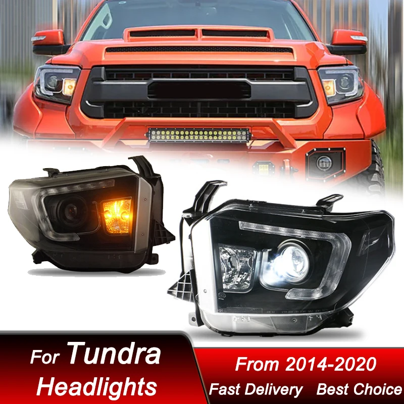 

Поп-стайлинг автомобилей фары для Toyota Tundra 2014-2020, новый стиль, полностью светодиодные фары в сборе, обновление линз проектора, аксессуары K