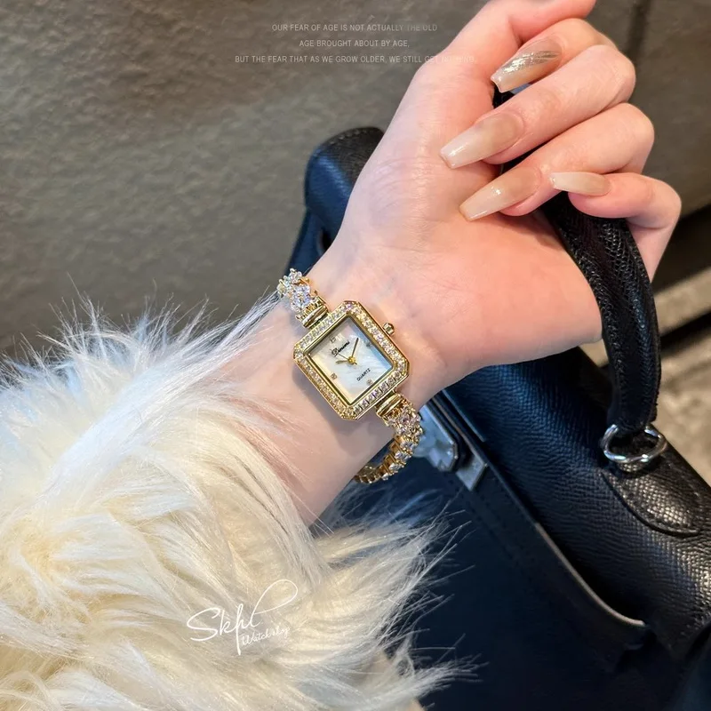 Temperament wheat ear ladies watch female 2024 new brand female light luxury niche pearl bracelet watch female gift