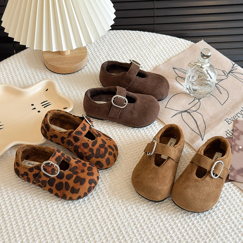 

2025 Winter New Children Casual Shoes for Girls Fashion Korean Style Soft Bottom Anti-slippery Versatile Princess Keep Warm Shoe
