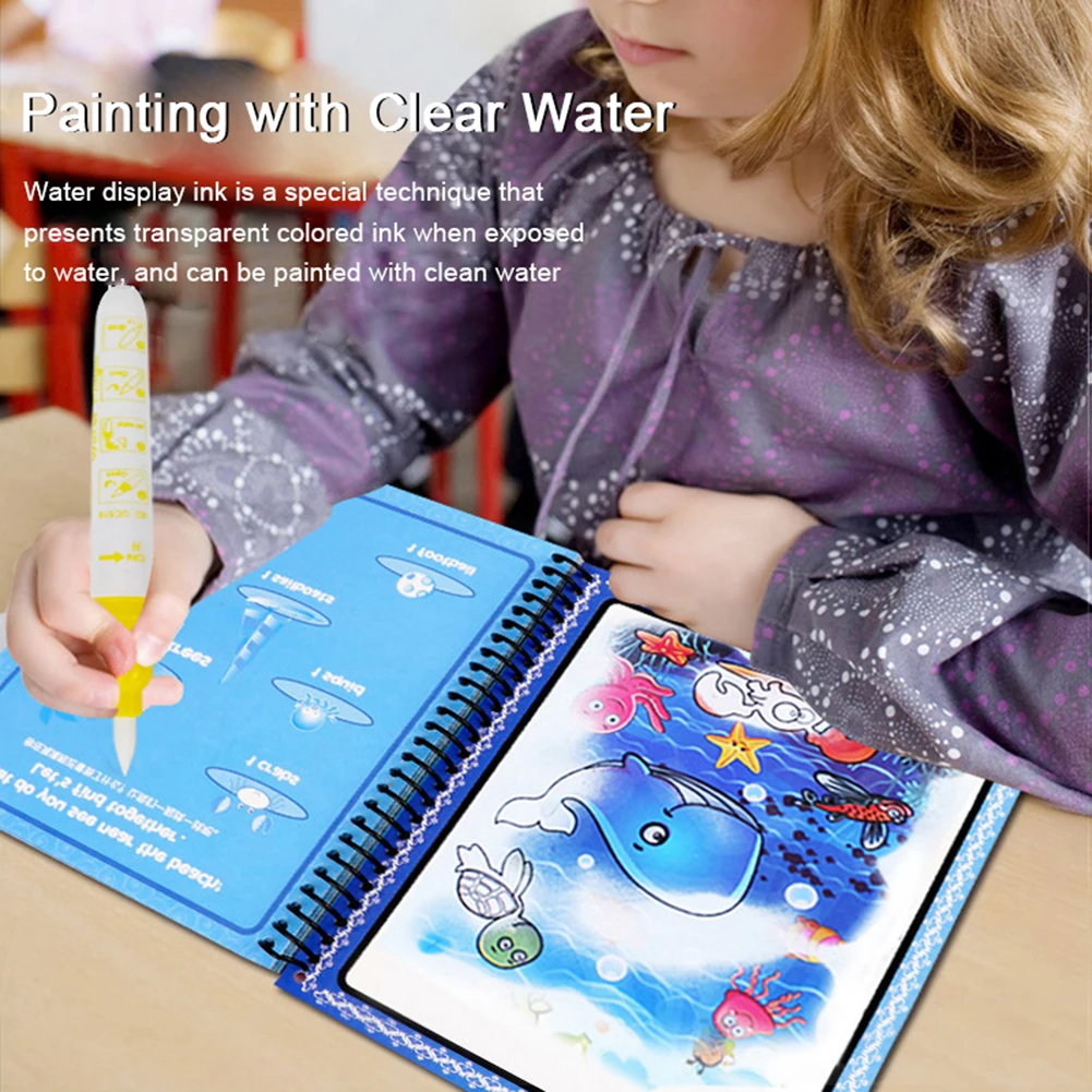 Reusable Water Coloring Books For Toddlers Magical Water Drawing Coloring Book Educational Toys For Boys Girls Gift