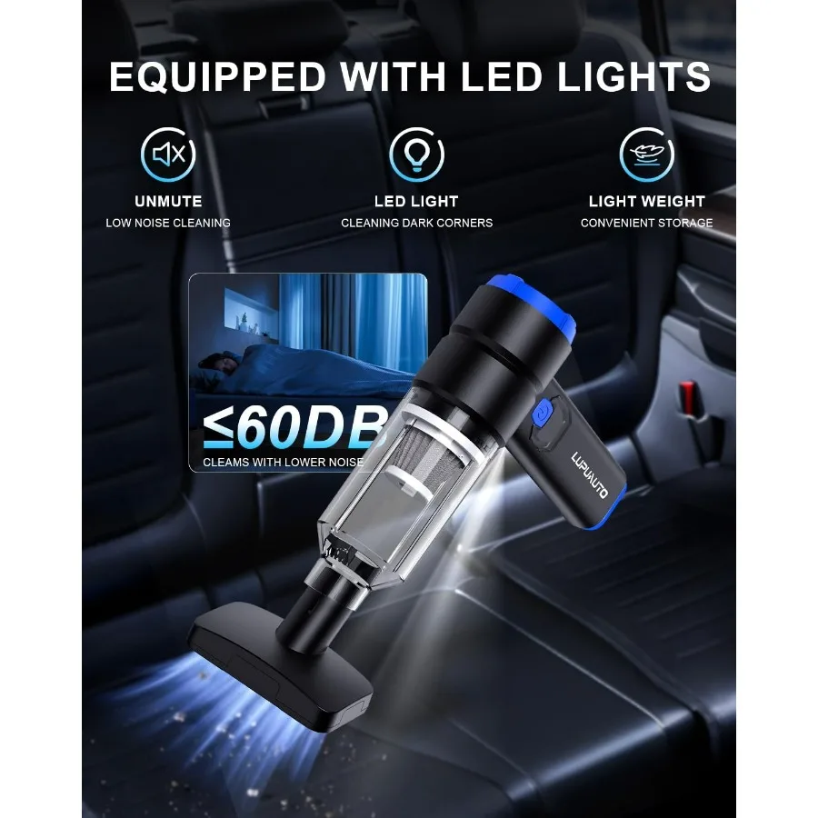 مكنسة سيارة محمولة لاسلكية 20000Pa عالية الطاقة 4 في 1 مكنسة محمولة باليد مع محرك بدون فرش وبطارية 5200 مللي أمبير في الساعة مثالية للسيارة #5