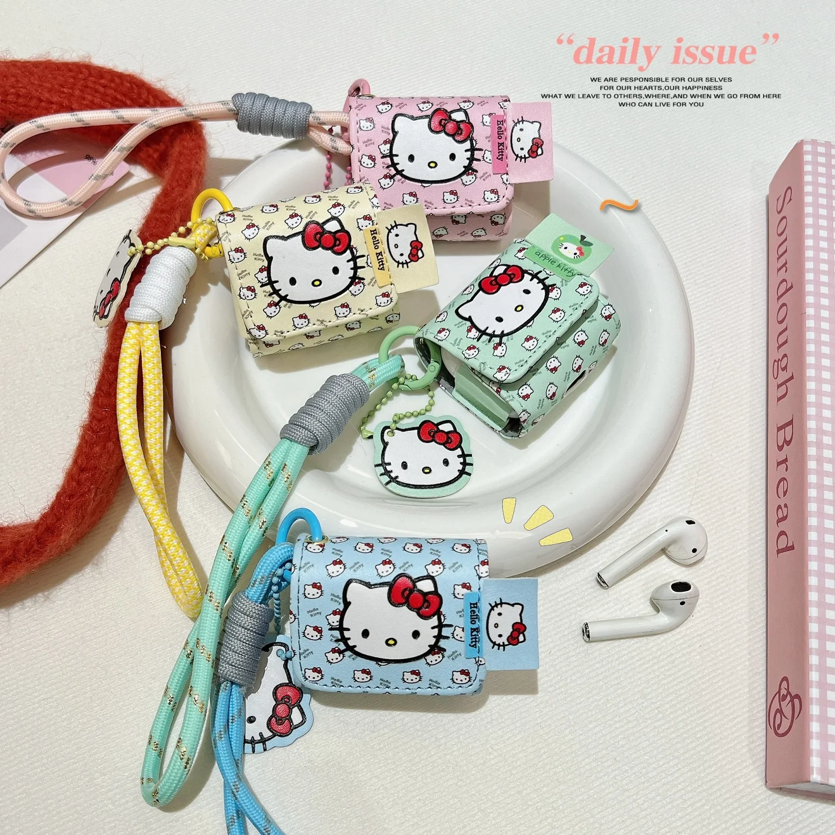 

Cute Cartoon Hello Kitty Apple Wireless Bluetooth Headset Protective Cover for AirPods 1 2 3 Pro Pro2 AirPods 4 Easy Carrying