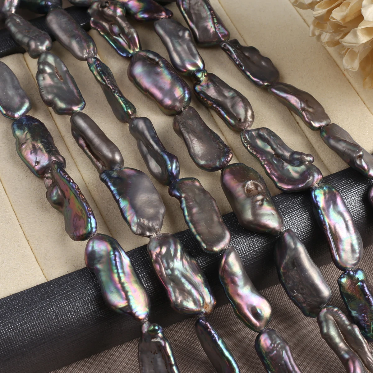 Natural Pearl Black Pipa Bead Delicate Shape Elegant Appearance for DIY Jewelry Making Handmade Bracelet Necklace Length 36cm