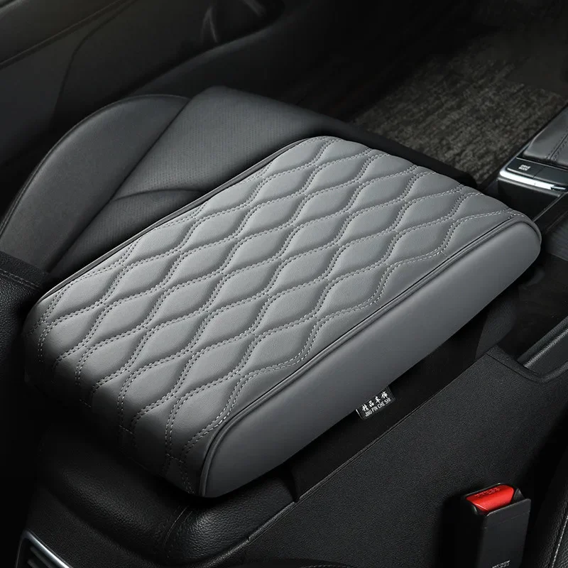 

Center console wave embroidery car seat box protective pad PU leather car armrest cushion cover universal hand support