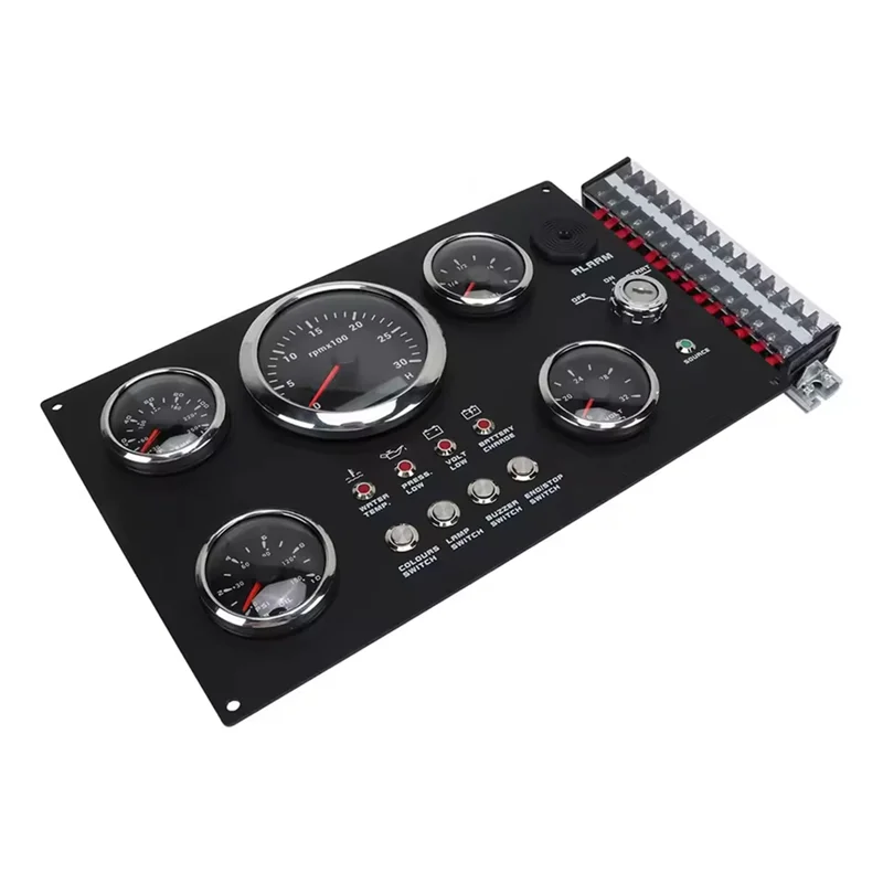 ABJI-RPM pressão de óleo temperatura da água nível combustível tensão 24v medidor digital cluster painel display 7 cores backlight para barco rv