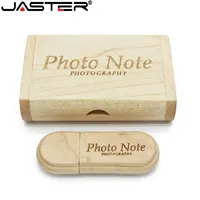 JASTER 1PCS free custom logo laser engraving wooden+Box pendrive 4GB 8GB 16GB 32GB 64GB USB Flash Drive photography gift