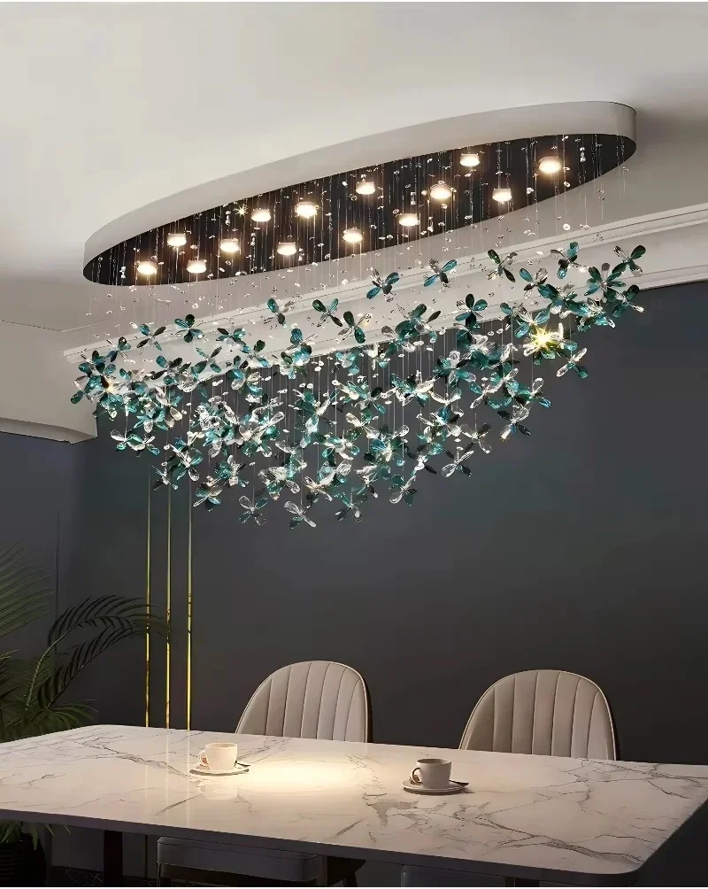

Modern Crystal Chandelier for Living Room Dining Room Oval Design Lamp Colorful Indoor Lighting LED Home Decoration Key Lighting