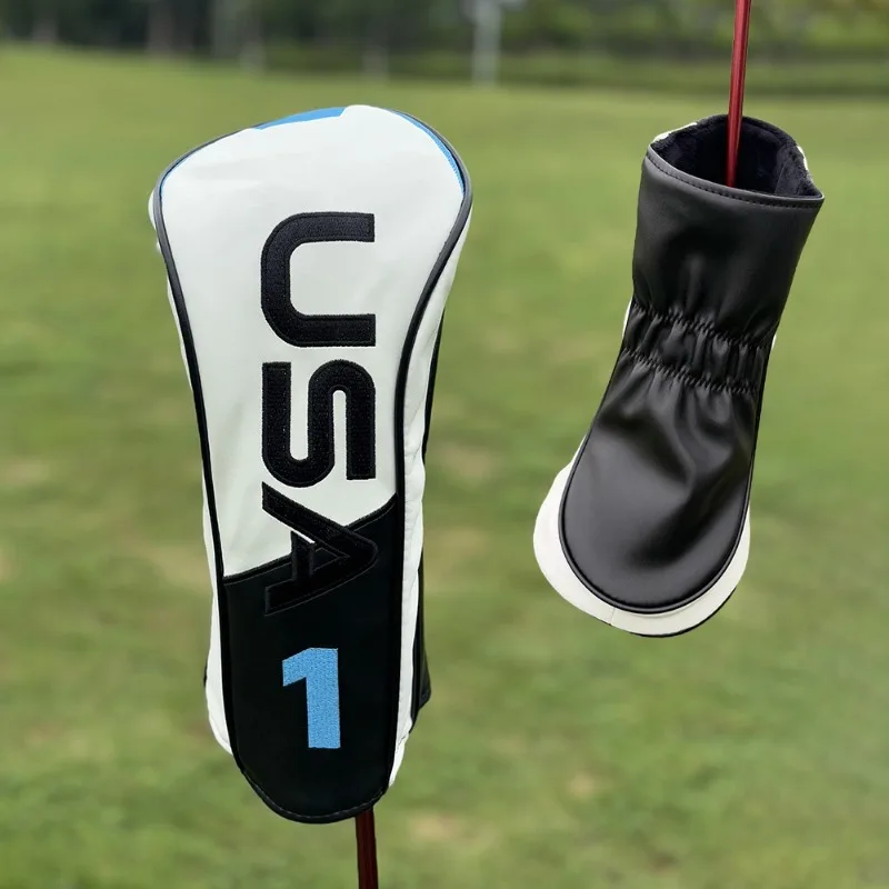 غطاء رأس نادي الجولف - مادة متينة مقاومة للغبار، أبيض مع زخرفة زرقاء وتصميم USAX جريئة، مقاومة للخدش والصدمات #2