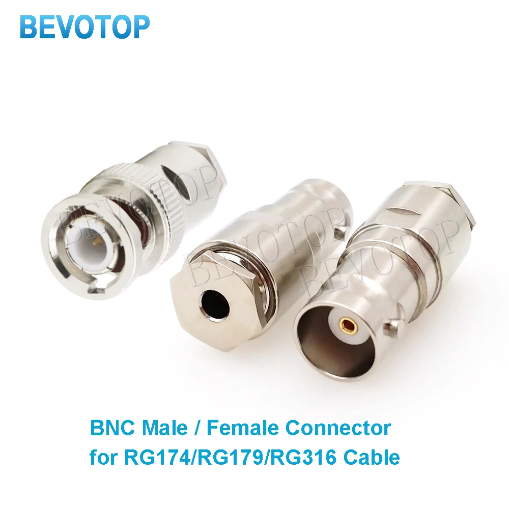 10PCS/lot BNC Male/Female Connector Jack 50-1.5 Clamp RF Coaxial Cable Connectors for RG316 RG174 RG179 LMR100