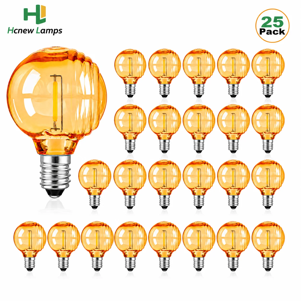 Shatterproof LED G40 Bulbs E12 24V 220V 1W Amber Retro Plastic Light Bulb for Replace String Lights Outdoor Patio Garden Decor