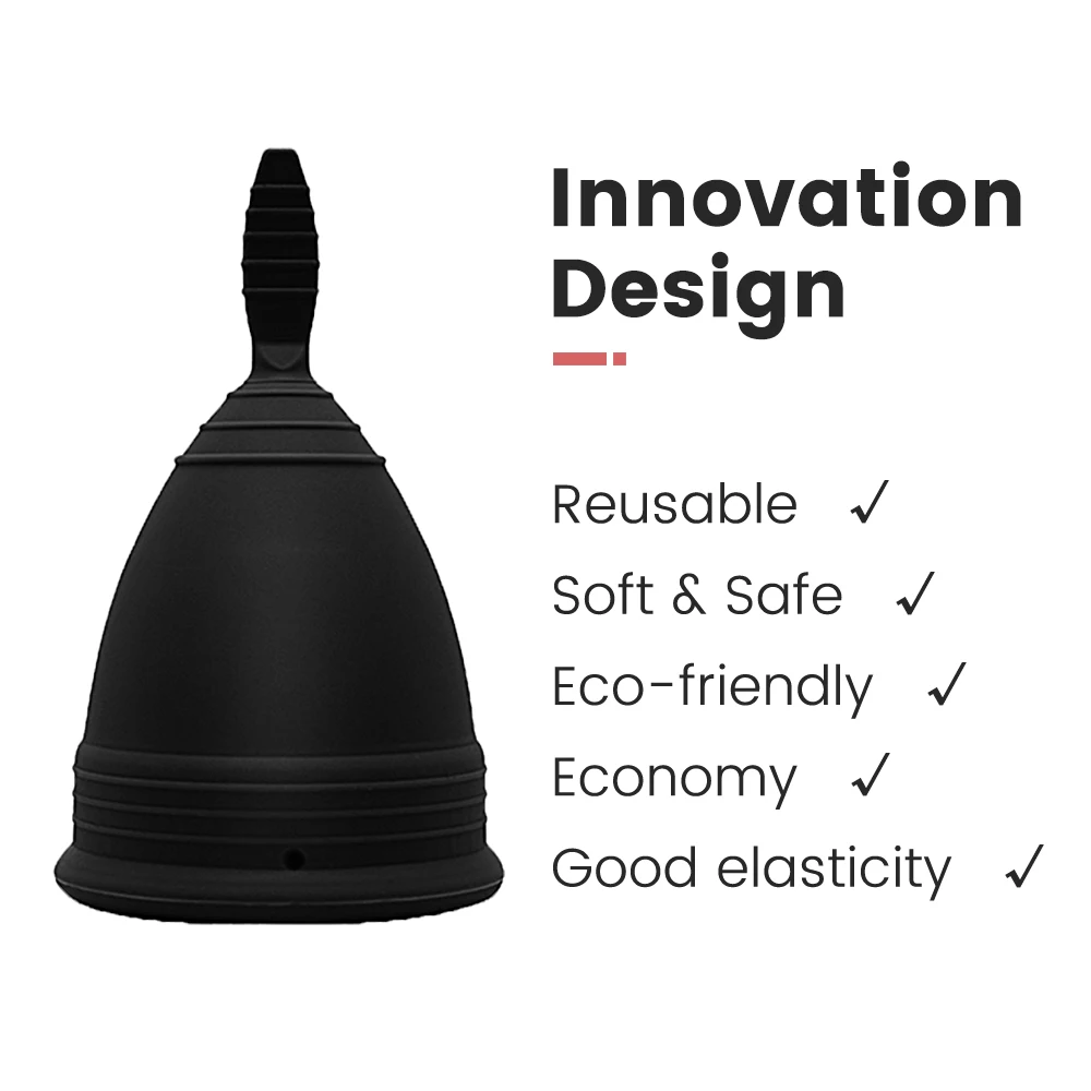 Black S Size Silicone Feminine Hygiene Copa Menstrual Medical Grade Silicone Upgraded Menstrual Cup Reusable Lady Period Cup